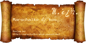 Marschalko Ákos névjegykártya